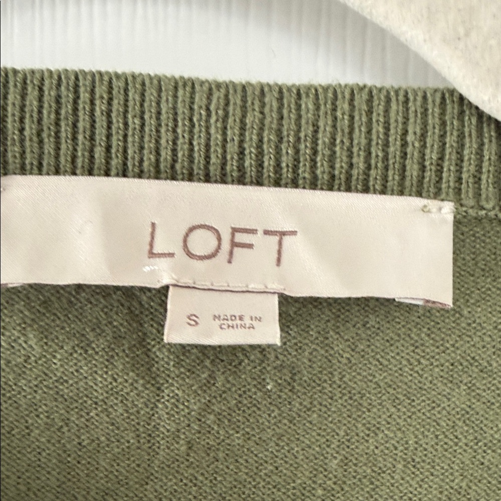 LOFT Olive Button-Up Cardigan - Picture 2 of 3
